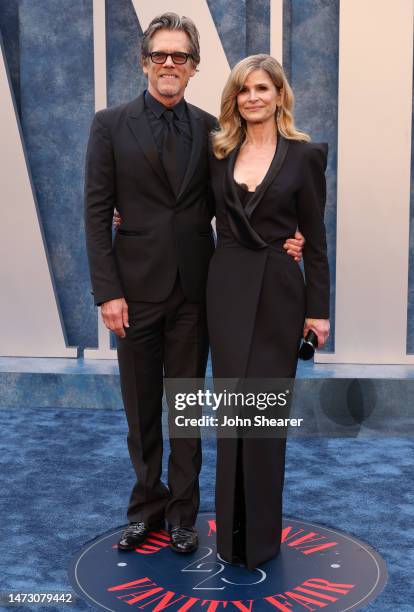 Kevin Bacon and Kyra Sedgwick attend the 2023 Vanity Fair Oscar Party Hosted By Radhika Jones at Wallis Annenberg Center for the Performing Arts on...