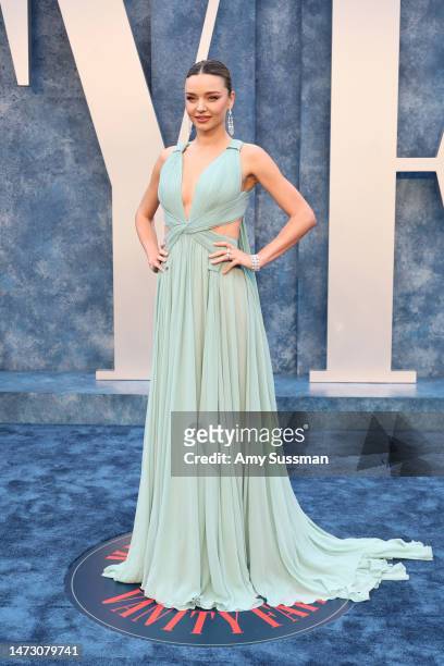 Miranda Kerr attends the 2023 Vanity Fair Oscar Party Hosted By Radhika Jones at Wallis Annenberg Center for the Performing Arts on March 12, 2023 in...
