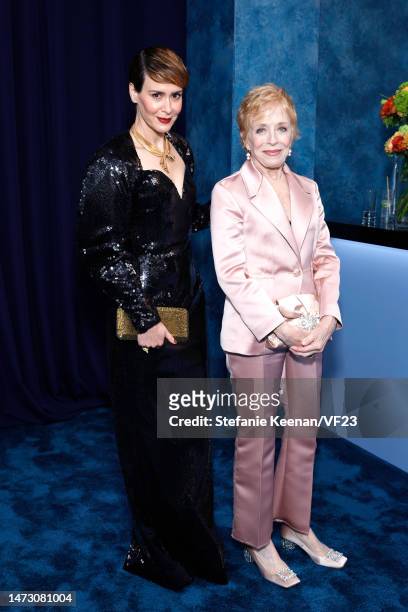 Sarah Paulson and Holland Taylor attend the 2023 Vanity Fair Oscar Party Hosted By Radhika Jones at Wallis Annenberg Center for the Performing Arts...