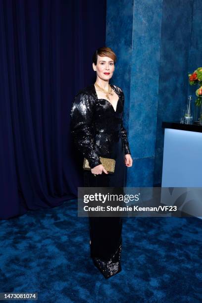 Sarah Paulson attends the 2023 Vanity Fair Oscar Party Hosted By Radhika Jones at Wallis Annenberg Center for the Performing Arts on March 12, 2023...