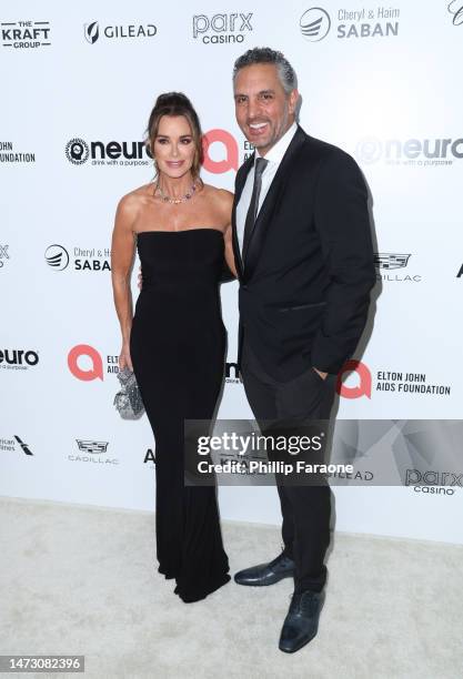 Kyle Richards and Mauricio Umansky attend Elton John AIDS Foundation's 31st annual academy awards viewing party on March 12, 2023 in West Hollywood,...