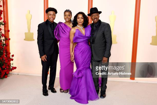 Slater Vance, Bronwyn Vance, Angela Bassett and Courtney B. Vance attend the 95th Annual Academy Awards on March 12, 2023 in Hollywood, California.
