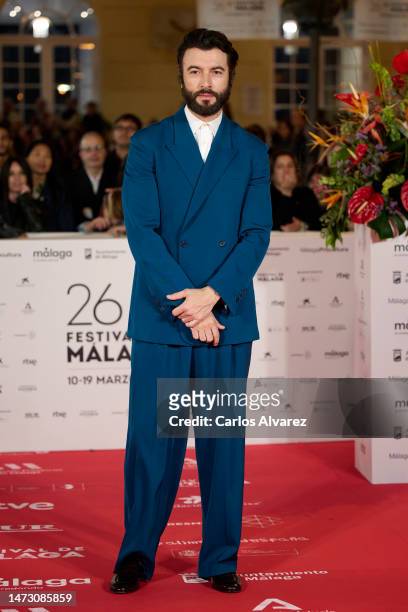 Actor Javier Rey attends the 'Malaga Sur' 2023 award photocall during the 26th Malaga Film Festival at the Cervantes Theater on March 12, 2023 in...