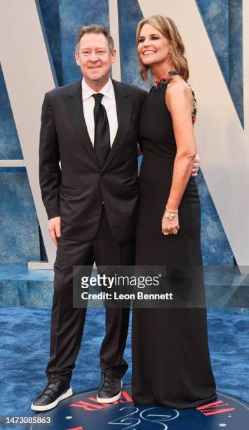 Michael Feldman and Savannah Guthrie attend the 2023 Vanity Fair Oscar Party Hosted By Radhika Jones at Wallis Annenberg Center for the Performing...