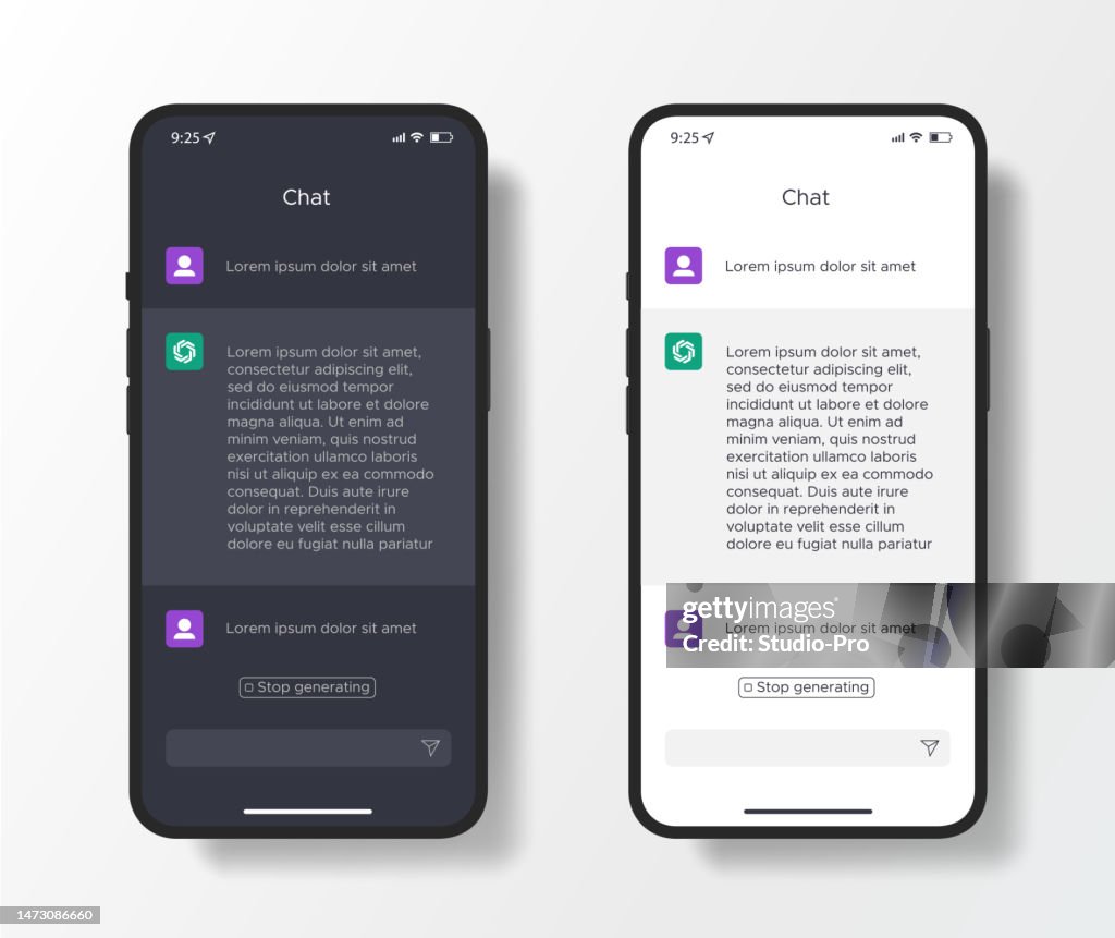 AI Chat Mobile UI Template Mockup ähnlich Chatgpt