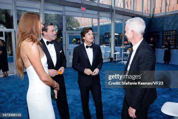 Anna Osceola, Jon Hamm, Jason Bateman, and John McEnroe attend the 2023 Vanity Fair Oscar Party Hosted By Radhika Jones at Wallis Annenberg Center...