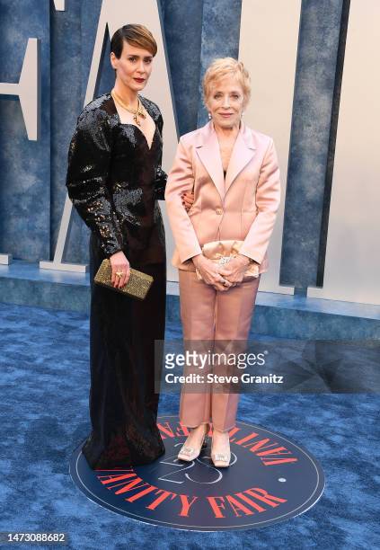Sarah Paulson & Holland Taylor arrives at the Vanity Fair Oscar Party Hosted By Radhika Jones at Wallis Annenberg Center for the Performing Arts on...