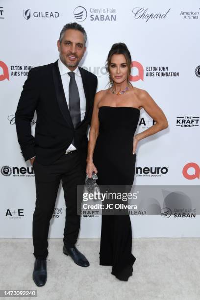 Mauricio Umansky and Kyle Richards attend the Elton John AIDS Foundation's 31st Annual Academy Awards Viewing Party on March 12, 2023 in West...