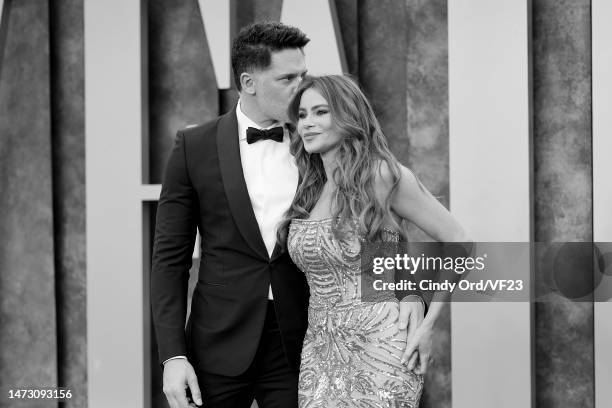 Joe Manganiello and Sofía Vergara attend the 2023 Vanity Fair Oscar Party Hosted By Radhika Jones at Wallis Annenberg Center for the Performing Arts...