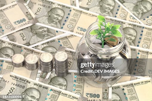Rupee Stack Stack Of Rupee Coins Indian Rupee Notes High-Res Stock Photo - Getty Images