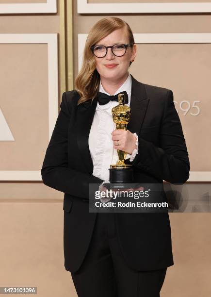 Sarah Polley, winner of Best Adapted Screenplay award for ’Women Talking’, poses in the press room during the 95th Annual Academy Awards at Ovation...