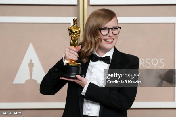 Sarah Polley, winner of the Adapted Screenplay award for "Women Talking", poses in the press room at the 95th Annual Academy Awards at Ovation...