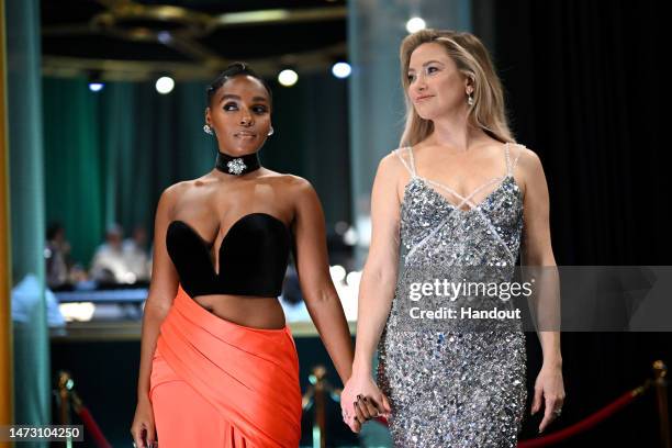 In this handout photo provided by A.M.P.A.S., Janelle Monáe and Kate Hudson are seen backstage during the 95th Annual Academy Awards on March 12,...