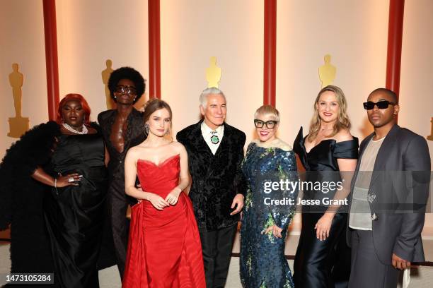 Yola, Alton Mason, Olivia DeJonge, Baz Luhrmann, Catherine Martin, Helen Thomson and Kelvin Harrison Jr. Attend the 95th Annual Academy Awards on...