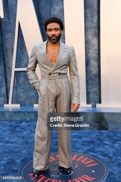 Donald Glover arrives at the Vanity Fair Oscar Party Hosted By Radhika Jones at Wallis Annenberg Center for the Performing Arts on March 12, 2023 in...