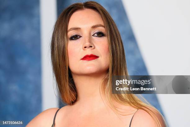 Billie Lourd attends the 2023 Vanity Fair Oscar Party Hosted By Radhika Jones at Wallis Annenberg Center for the Performing Arts on March 12, 2023 in...