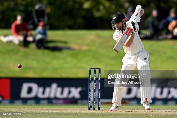 Kane Williamson of New Zealand bats during day five of the First Test match in the series between New Zealand and Sri Lanka at Hagley Oval on March...