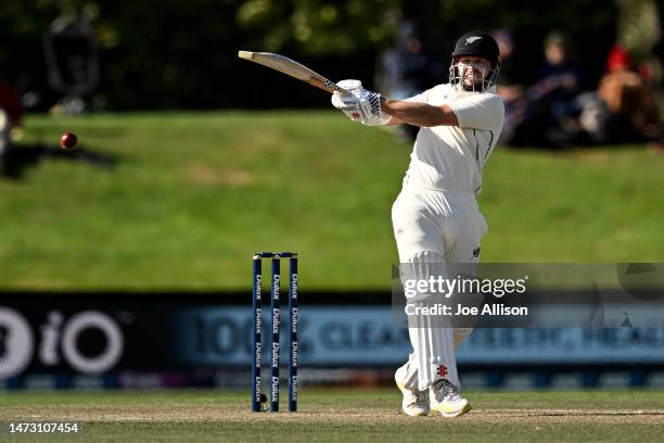 Henry Nicholls of New Zealand bats during day five of the First Test match in the series between New Zealand and Sri Lanka at Hagley Oval on March...