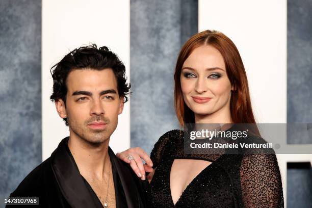 Joe Jonas and Sophie Turner attend the 2023 Vanity Fair Oscar Party hosted by Radhika Jones at Wallis Annenberg Center for the Performing Arts on...