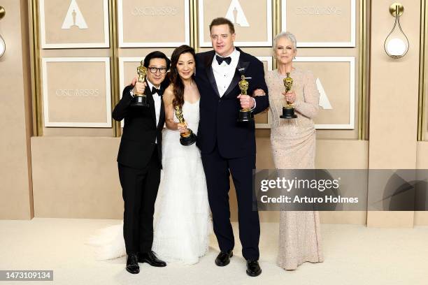 Brendan Fraser , winner of the Best Actor in a Leading Role award for "The Whale," and Ke Huy Quan, winner of the Best Actor In A Supporting Role...