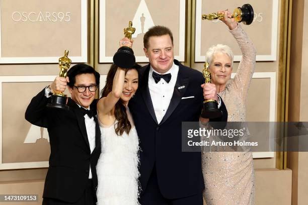 Brendan Fraser , winner of the Best Actor in a Leading Role award for "The Whale," and Ke Huy Quan, winner of the Best Actor In A Supporting Role...