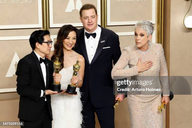 Brendan Fraser , winner of the Best Actor in a Leading Role award for "The Whale," and Ke Huy Quan, winner of the Best Actor In A Supporting Role...