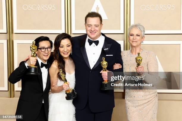 Brendan Fraser , winner of the Best Actor in a Leading Role award for "The Whale," and Ke Huy Quan, winner of the Best Actor In A Supporting Role...