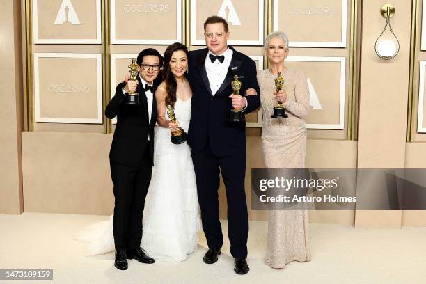 Brendan Fraser , winner of the Best Actor in a Leading Role award for "The Whale," and Ke Huy Quan, winner of the Best Actor In A Supporting Role...