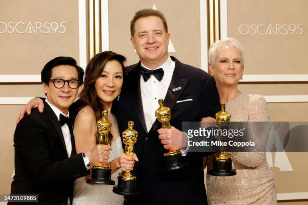 Brendan Fraser , winner of the Best Actor in a Leading Role award for "The Whale," and Ke Huy Quan, winner of the Best Actor In A Supporting Role...