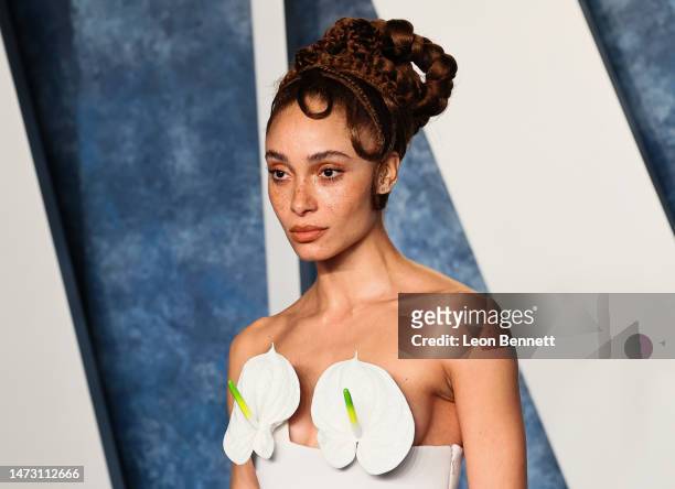 Adwoa Aboah attends the 2023 Vanity Fair Oscar Party Hosted By Radhika Jones at Wallis Annenberg Center for the Performing Arts on March 12, 2023 in...