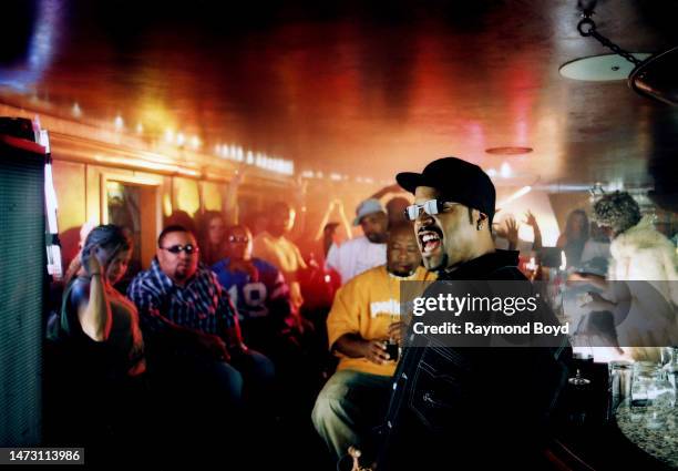 Rapper Ice Cube of Westside Connection performs during the filming of their music video, 'Gangsta Nation' in Chicago, Illinois in September 2003.