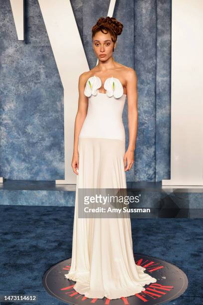 Adwoa Aboah attends the 2023 Vanity Fair Oscar Party Hosted By Radhika Jones at Wallis Annenberg Center for the Performing Arts on March 12, 2023 in...