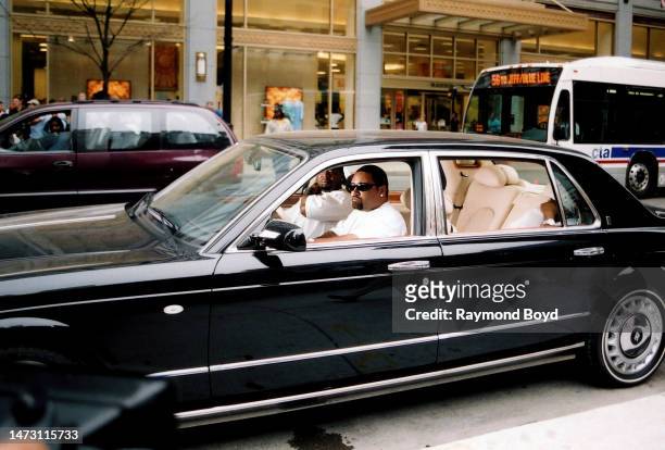 Rappers WC , Mack 10 and Ice Cube of Westside Connection performs during the filming of their music video, 'Gangsta Nation' in Chicago, Illinois in...