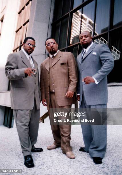 Rappers Ice Cube , Mack 10 and WC of Westside Connection poses for photos in between takes during the filming of their music video, 'Gangsta Nation'...