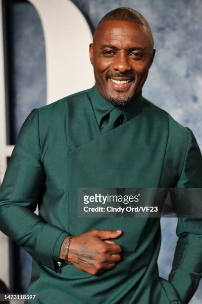 Idris Elba attends the 2023 Vanity Fair Oscar Party Hosted By Radhika Jones at Wallis Annenberg Center for the Performing Arts on March 12, 2023 in...
