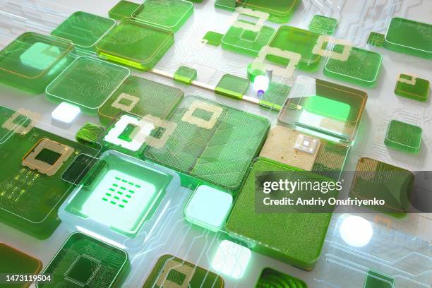 sustainable technology blocks. - tecnología verde fotografías e imágenes de stock