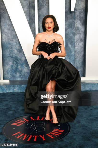 Jurnee Smollett attends the 2023 Vanity Fair Oscar Party Hosted By Radhika Jones at Wallis Annenberg Center for the Performing Arts on March 12, 2023...