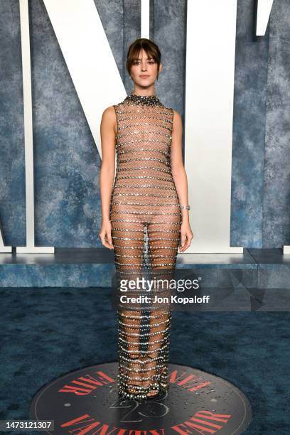 Daisy Edgar-Jones attends the 2023 Vanity Fair Oscar Party Hosted By Radhika Jones at Wallis Annenberg Center for the Performing Arts on March 12,...