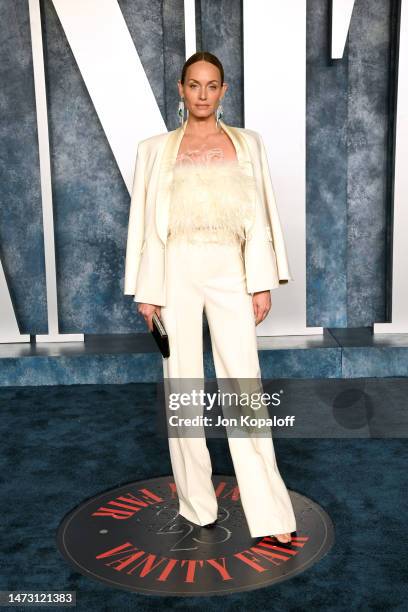 Amber Valletta attends the 2023 Vanity Fair Oscar Party Hosted By Radhika Jones at Wallis Annenberg Center for the Performing Arts on March 12, 2023...