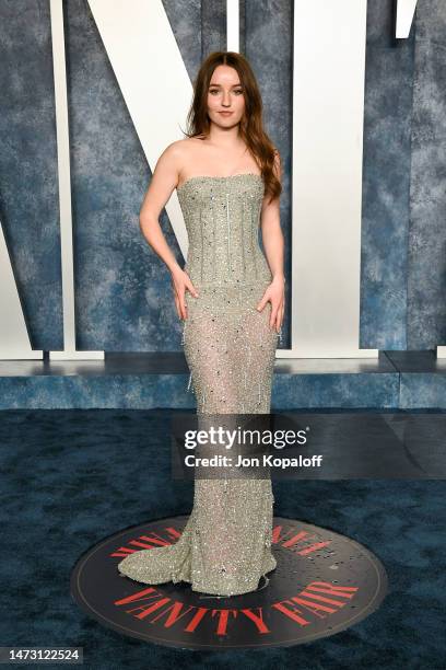 Kaitlyn Dever attends the 2023 Vanity Fair Oscar Party Hosted By Radhika Jones at Wallis Annenberg Center for the Performing Arts on March 12, 2023...