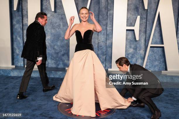 Kate Bosworth and Justin Long attend the 2023 Vanity Fair Oscar Party Hosted By Radhika Jones at Wallis Annenberg Center for the Performing Arts on...