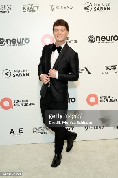 Noah Schnapp attends the Elton John AIDS Foundation's 31st Annual Academy Awards Viewing Party on March 12, 2023 in West Hollywood, California.