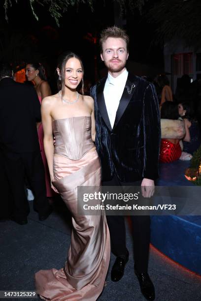 Claudia Sulewski and Finneas O'Connell attend the 2023 Vanity Fair Oscar Party Hosted By Radhika Jones at Wallis Annenberg Center for the Performing...