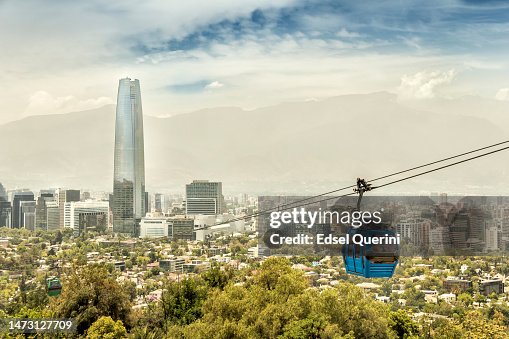 View of the city of Santiago de Chile, from the San Cristobal hill.