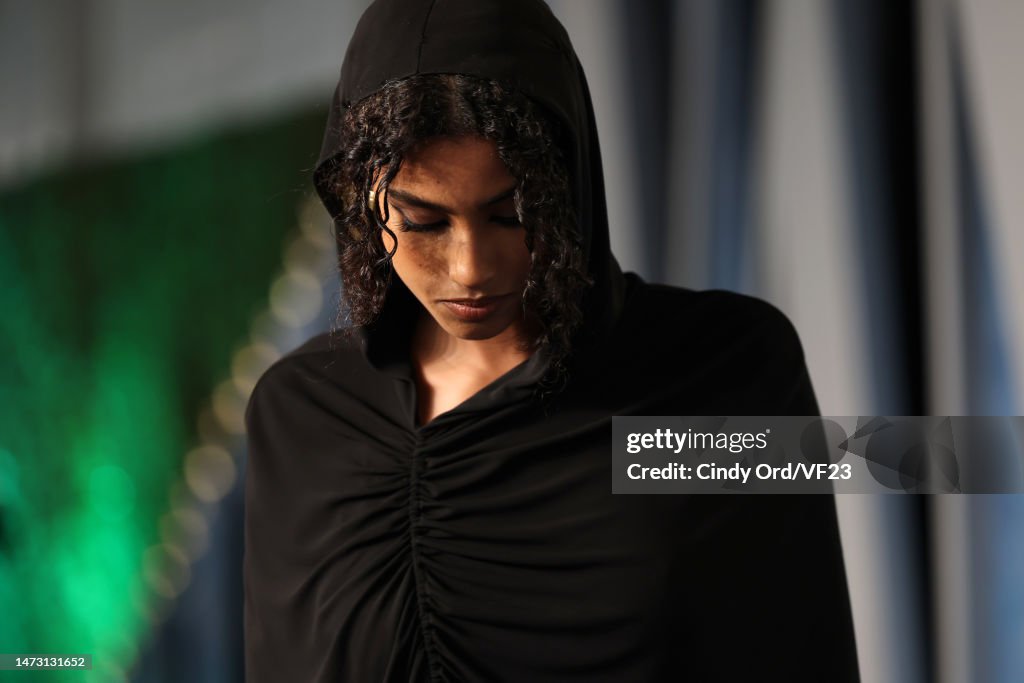 Imaan Hammam attends the 2023 Vanity Fair Oscar Party Hosted By... News