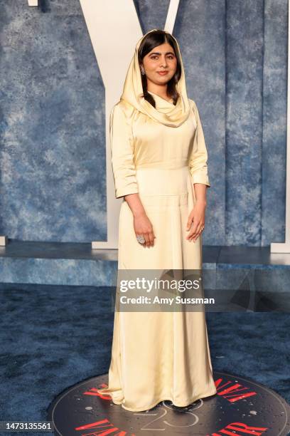 Malala Yousafzai attends the 2023 Vanity Fair Oscar Party Hosted By Radhika Jones at Wallis Annenberg Center for the Performing Arts on March 12,...