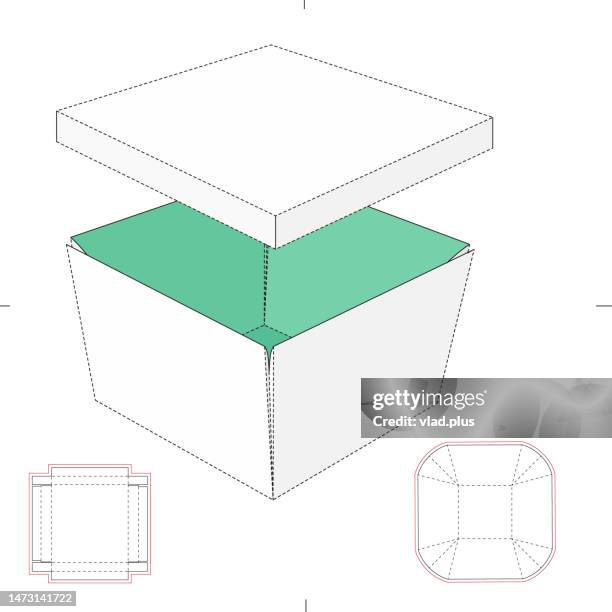 custom retail box with lid and tray - lid stock illustrations stock illustrations
