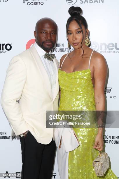 Taye Diggs and Addyi Jones attend Elton John AIDS Foundation's 31st annual academy awards viewing party on March 12, 2023 in West Hollywood,...