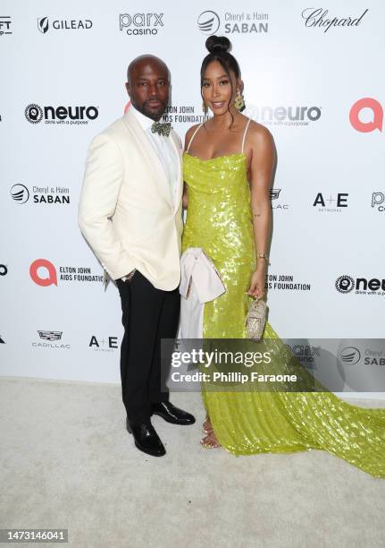 Taye Diggs and Addyi Jones attend Elton John AIDS Foundation's 31st annual academy awards viewing party on March 12, 2023 in West Hollywood,...