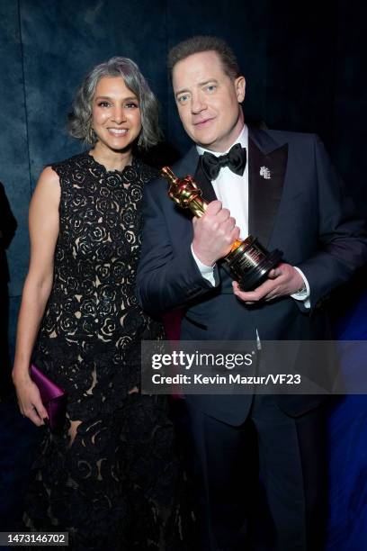 Editor in Chief of Vanity Fair Radhika Jones and Brendan Fraser attend the 2023 Vanity Fair Oscar Party Hosted By Radhika Jones at Wallis Annenberg...